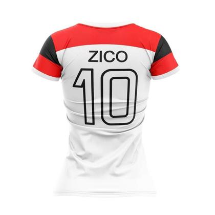 Imagem de Camisa Feminina Flamengo Zico Retrô Mundial 1981 Oficial - Branco