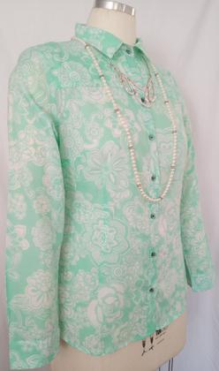 Imagem de Camisa Feminina Floral Verde Algodão - 48