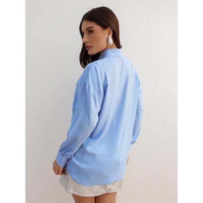 Imagem de Camisa Feminina Linho Manga Longa Alfaiataria Trama