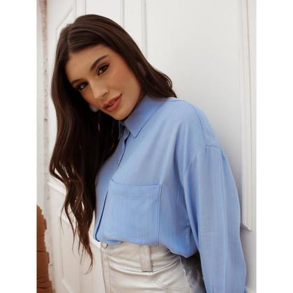 Imagem de Camisa Feminina Linho Manga Longa Alfaiataria Trama