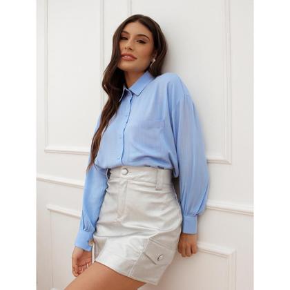 Imagem de Camisa Feminina Linho Manga Longa Alfaiataria Trama