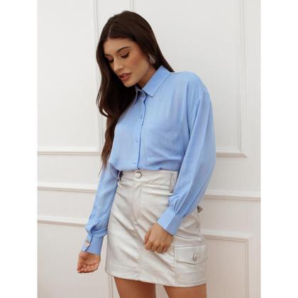 Imagem de Camisa Feminina Linho Manga Longa Alfaiataria Trama