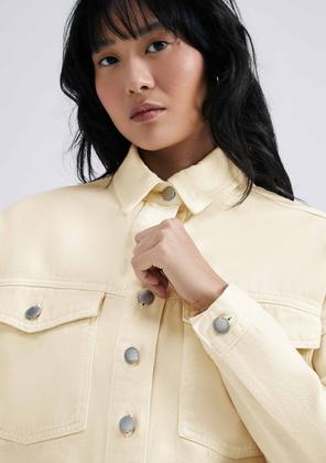 Imagem de Camisa Feminina Manga Longa Oversized Em Sarja Estonada