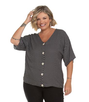 Imagem de Camisa Feminina Plus Size Estampada Secret Glam Preto
