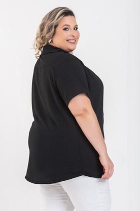 Imagem de Camisa Feminina Plus Size Manga Curta Com Fechamento de Botões Tecido Modelo Confort - Serena