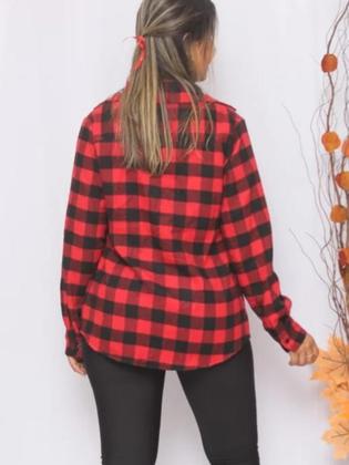 Imagem de Camisa Feminina Quadriculada manga Longa Xadrez flanelada