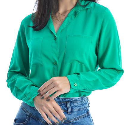 Imagem de Camisa Feminina Social Manga Longa na Cor Verde