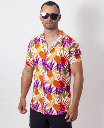 Imagem de Camisa Floral Masculina Viscose Estampada Verao Manga Curta