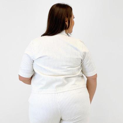 Imagem de Camisa Formitz Cropped Plus Size Listrada Manga Curta Feminina