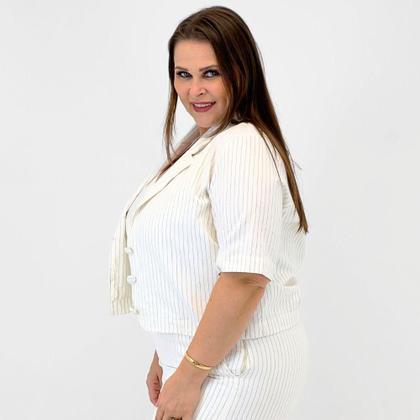Imagem de Camisa Formitz Cropped Plus Size Listrada Manga Curta Feminina
