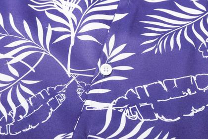 Imagem de Camisa havaiana de manga curta cromante para homens roxa tamanho L