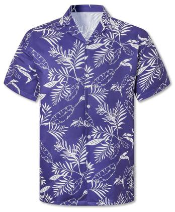 Imagem de Camisa havaiana de manga curta cromante para homens roxa tamanho L