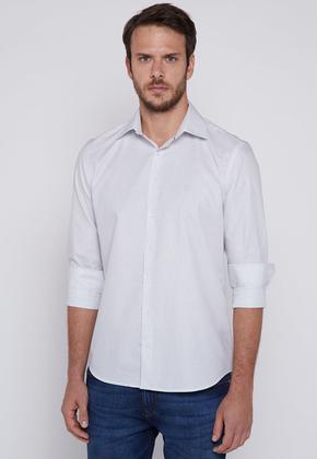 Imagem de Camisa Individual Slim Fit Listrado Branco