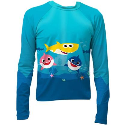 Imagem de Camisa Infantil De Proteção Solar UV50 Manga longa Shark