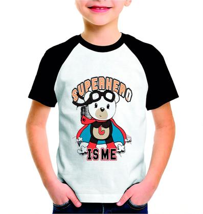 Imagem de Camisa Infantil Raglan Poliéster Manga Urso Super Herói