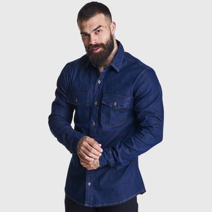 Imagem de Camisa Jeans HNO Jeans Premium Slim 2 Bolsos Azul Marinho