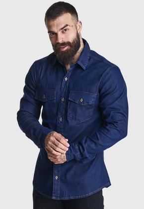 Imagem de Camisa Jeans HNO Jeans Premium Slim 2 Bolsos Azul Marinho