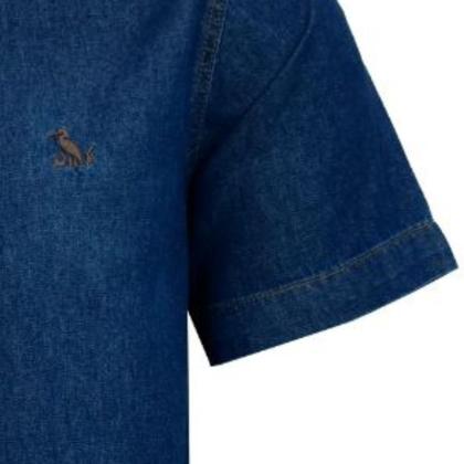 Imagem de Camisa Jeans Manga Curta Social Masculina Comfort