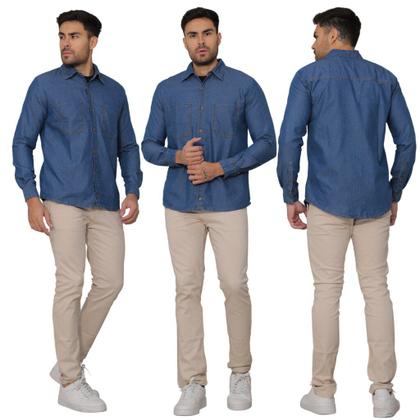 Imagem de Camisa Jeans Masculina Manga Longa Casual Básica