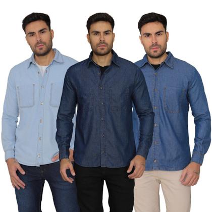 Imagem de Camisa Jeans Masculina Manga Longa Casual Básica