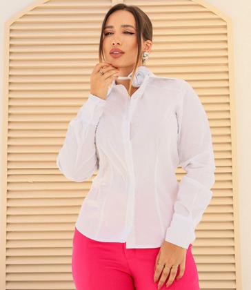 Imagem de Camisa Listrada Feminina Com Acessório De Flor