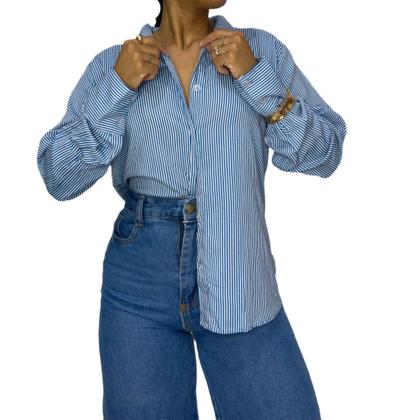 Imagem de Camisa Listrada Francesa Manga Longa Elegância Old money Alfaiataria Atemporal Moda Fashion