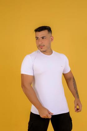 Imagem de Camisa Masculina Branca Gola Careca Cotton Básica Moda