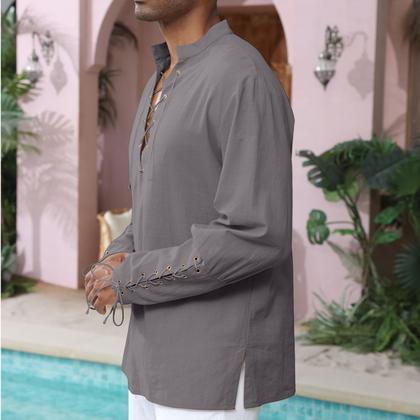 Imagem de Camisa masculina CTU XL: algodão, linho, cordão, cinza