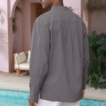 Imagem de Camisa masculina CTU XL: algodão, linho, cordão, cinza