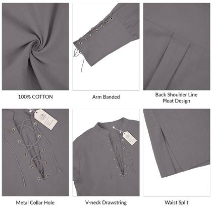 Imagem de Camisa masculina CTU XL: algodão, linho, cordão, cinza