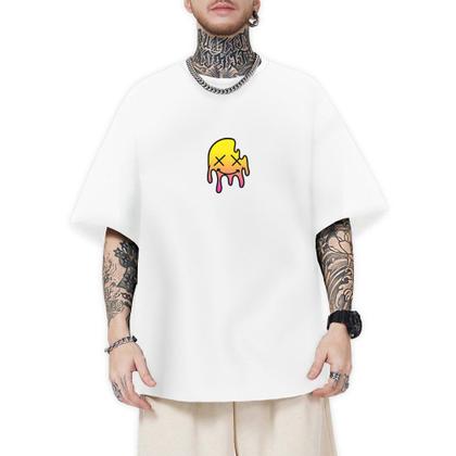 Imagem de Camisa Masculina Estampa Smile Oversized Moda Streetwear Confortável Da Hora Top Lançamento