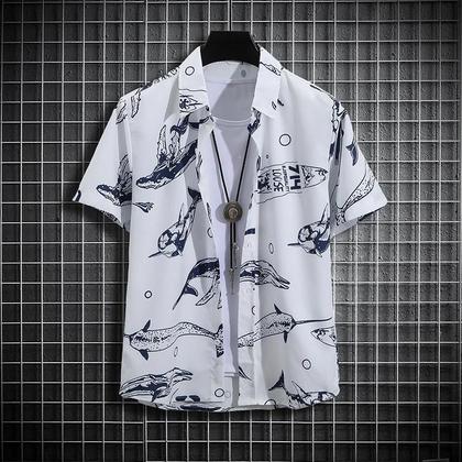 Imagem de Camisa Masculina Estampada Tropical de Manga Curta - 14 Cores