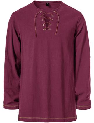 Imagem de Camisa masculina JEMITOP Renaissance Pirate Burgundy L