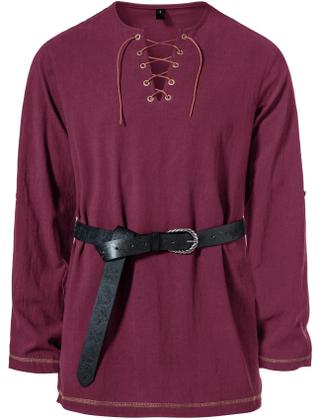 Imagem de Camisa masculina JEMITOP Renaissance Pirate Burgundy L