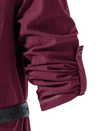 Imagem de Camisa masculina JEMITOP Renaissance Pirate Burgundy L