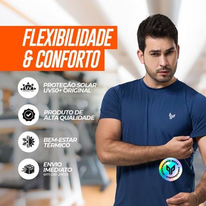 Imagem de Camisa Masculina Manga Curta Camiseta Dry Fit UV Térmica Academia Treino Básica