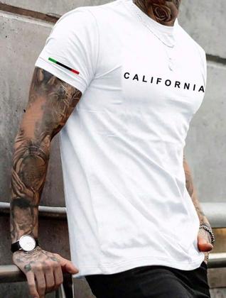 Imagem de camisa masculina Slim  malha de algodão egípcio premium penteada 30.1 estampada várias cores lançamento