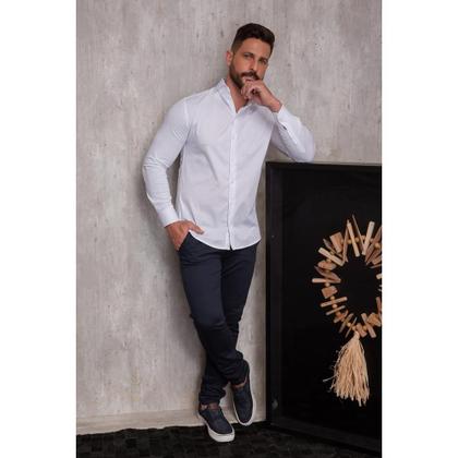 Imagem de Camisa Masculina Slim Manga Longa Lisa Acetinada Social