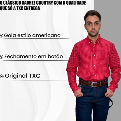 Imagem de Camisa Original Txc Masculina Manga Longa Bordado Bolso New