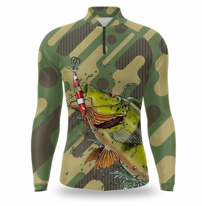 Imagem de Camisa pesca proteção solar uv fator 50 em varias estampas Camiseta de pescaria camuflada e de peixe