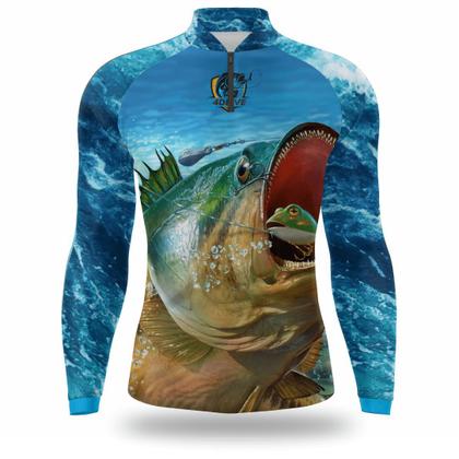 Imagem de Camisa pesca proteção solar uv fator 50 em varias estampas Camiseta de pescaria camuflada e de peixe