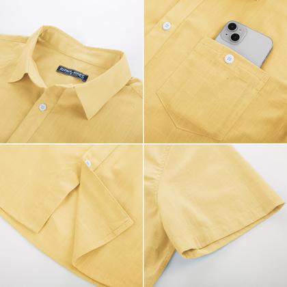 Imagem de Camisa PJ PAUL JONES de manga curta masculina com botões amarela GG