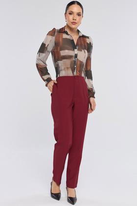 Imagem de Camisa PKS Tule Manga Longa Estampa Mixed Burgundy