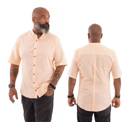 Imagem de Camisa Plus Size de Flamê com Trama de Linho GOLA PADRE  100% Algodão Alta Qualidade