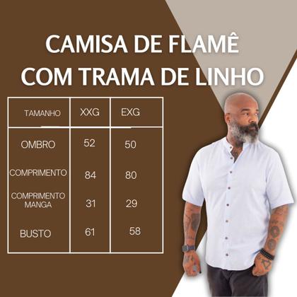 Imagem de Camisa Plus Size de Flamê com Trama de Linho GOLA PADRE  100% Algodão Alta Qualidade