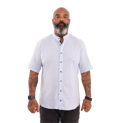 Imagem de Camisa Plus Size de Flamê com Trama de Linho GOLA PADRE  100% Algodão Alta Qualidade