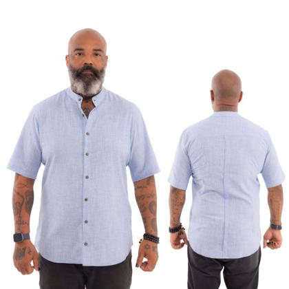 Imagem de Camisa Plus Size de Flamê com Trama de Linho GOLA PADRE  100% Algodão Alta Qualidade