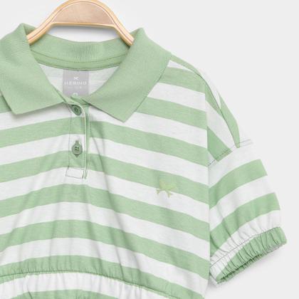 Imagem de Camisa Polo Cropped Infantil Hering Kids Listrada Manga Curta Menina