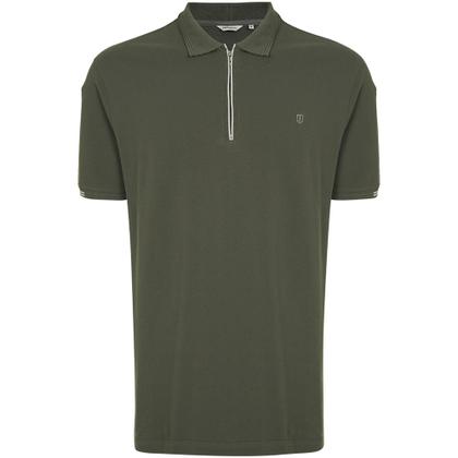 Imagem de Camisa Polo Individual Zip Slim Ve25 Verde Escuro Masculino