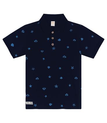 Imagem de Camisa Polo Infantil Estampada Trick Nick Azul